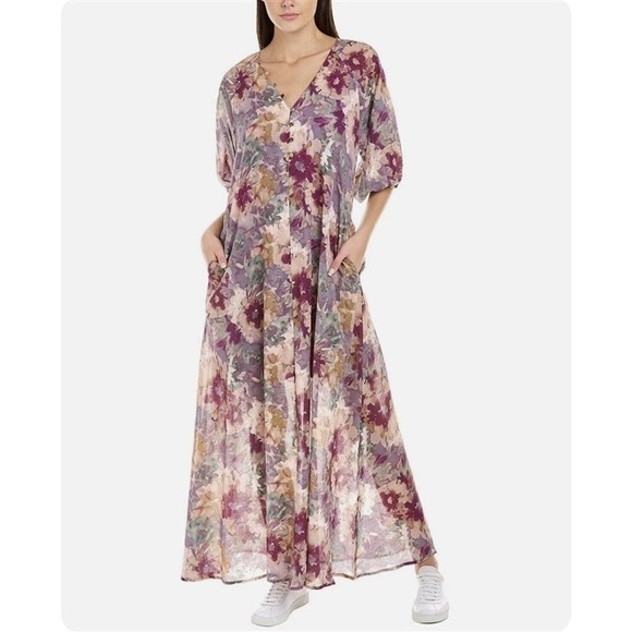 Calme Other - NWT Calme S Buttoned Raglan Dress Floral Dress Kaftan 114886